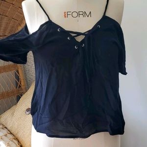 Black lace up off the shoulder Blouse